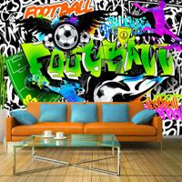Fotobehang - Football Graffiti, voetbal - 350x245cm - thumbnail