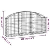 VidaXL Schanskorf gewelfd 150x30x60/80 cm gegalvaniseerd ijzer - thumbnail