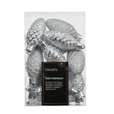 Dennenappel kunststof L9h14 cm zilver 12 st Shatterproof Decoris - Decoris Dennenappel kunststof L9h14 cm zilver 12 st Shatterproof Decoris - Decoris