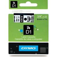 Dymo D1 Lettertape 6 mm x 7 m zwart op transparant 43610 - thumbnail