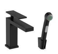 Hansgrohe Tecturis E ééngreeps wastafelkraan 110 met bidet handdouche en doucheslang 160 cm, mat zwart - thumbnail