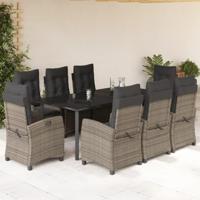 9-delige Tuinset met kussens poly rattan grijs - thumbnail