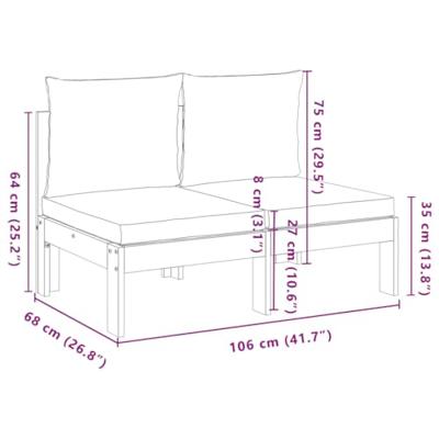 Tuinbank 2-zits met kussens massief acaciahout