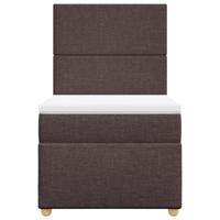 Boxspring met matras stof donkerbruin 90x190 cm - thumbnail