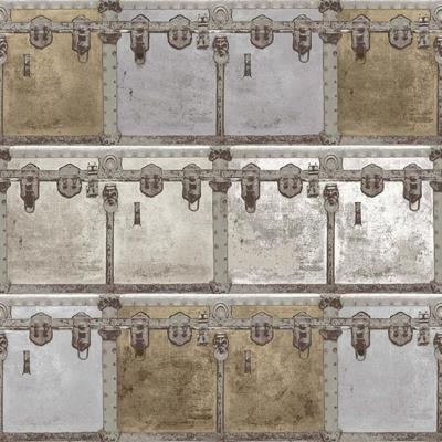 Noordwand behang friends & coffee boxes and locks metallic en grijs