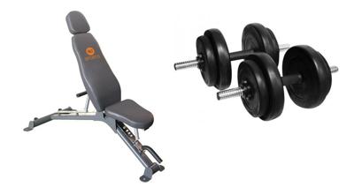 Combinatie set Monaco + 2 x 15 KG dumbells Combinatie set Monaco + 2 x 15 KG dumbells