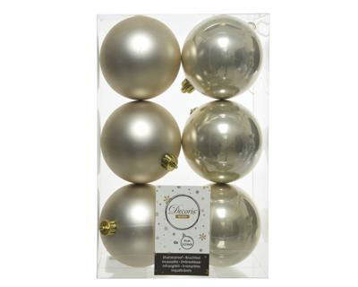 6 onbreekbare kerstballen parel 8 cm