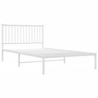 Bedframe met hoofdbord metaal wit 107x203 cm - thumbnail