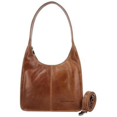 Hide & stitches porto leren schoudertas-Brown