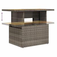 Tuintafel 100x55x73 cm poly rattan en acaciahout grijs - thumbnail
