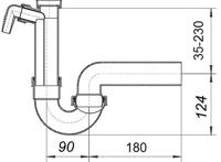 Kirchhoff Kunststof DALLMER spoelbak buisvormige sifon, wit, 1 1/2" H x 40 mm, met kogelgewricht, met 3/4" apparaataansluiting - 20215 - thumbnail