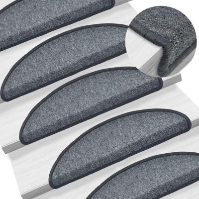 VidaXL Trapmatten 15 st 56x17x3 cm donkergrijs halfrond