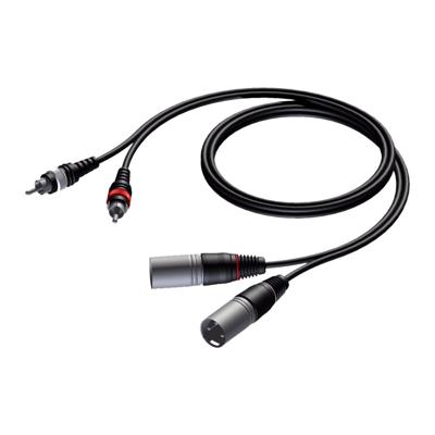 Procab CAB701 Basic 2x XLR male - 2x RCA male 1.50 meter Procab CAB701 Basic 2x XLR male - 2x RCA male 1.50 meter