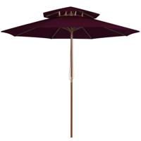 Parasol dubbeldekker met houten paal 270 cm bordeauxrood - thumbnail