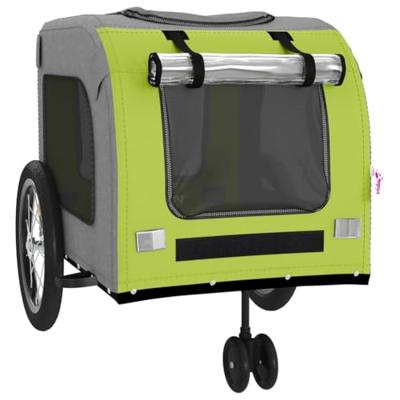 Hondenfietstrailer oxford stof en ijzer groen en grijs - thumbnail