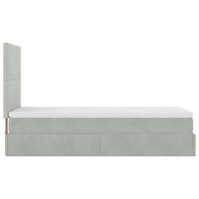 Ottoman bed met matrassen 90x200cm fluweel lichtgrijs