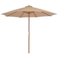 VidaXL Parasol met houten paal 300 cm taupe - thumbnail