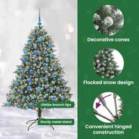 Kunstkerstboom met 300 LED Groen 180 cm PVC en Plastic en Staal - thumbnail