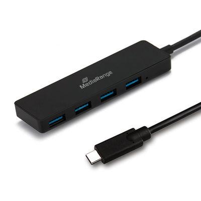 MediaRange MRCS508 USB-C (USB 3.2 Gen 2) multiport hub 4 poorten Zwart - thumbnail