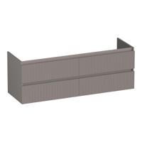 Brauer Joy Wavy - Onderkast - 140 cm - met 4 Softclose Lades Greeploos en 2 Sifon Uitsparingen - Mat Taupe - thumbnail