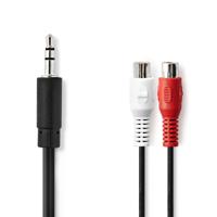 Stereo-Audiokabel | 3,5 mm Male - 2x RCA Female | 0,2 m | Zwart - thumbnail