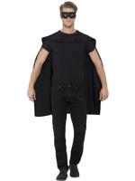 Superhero cape met masker zwart - thumbnail