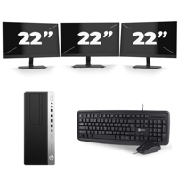 HP EliteDesk 800 G3 Micro Tower - Intel Core i7-6e Generatie - 16GB RAM - 256GB SSD - Windows 11 + 3x 22 inch Monitor - thumbnail