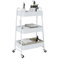 VidaXL Opbergtrolley 3-laags 42x41,5x77 cm staal wit - thumbnail