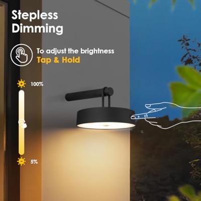 Draadloze Oplaadbare LED wandlamp - Binnen & Buiten - Dimbaar - ø19 x 8.75 cm - Warmwit licht - 3000mAh - Zwart