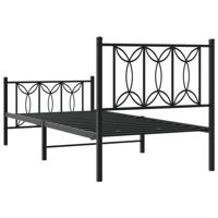 Bedframe met hoofd- en voeteneinde metaal zwart 75x190 cm - thumbnail