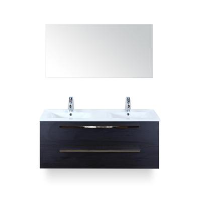 Seville Badmeubelset 120 cm - 2 laden Black Oak - Wastafel Enjoy Dubbel - met Spiegel