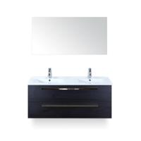 Seville Badmeubelset 120 cm - 2 laden Black Oak - Wastafel Enjoy Dubbel - met Spiegel - thumbnail