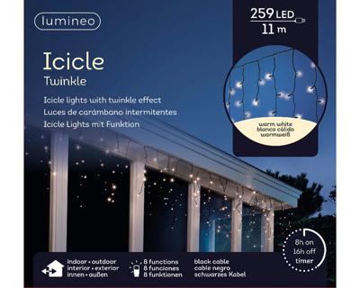 Lumineo Icicle twinkle led 11m 259led warm wit
