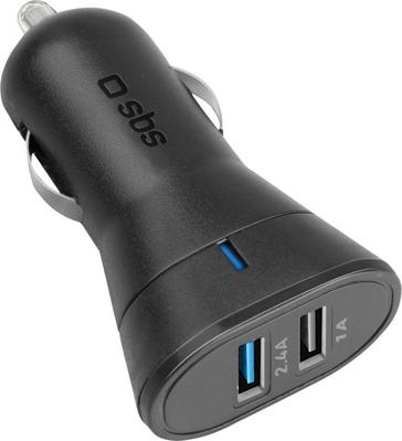 SBS Dual USB-A 2.4A autolader zwart