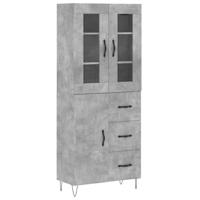 Hoge kast 69,5x34x180 cm bewerkt hout betongrijs - thumbnail