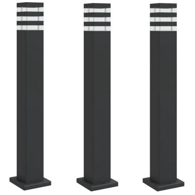 VidaXL Vloerlampen voor buiten 3 st 80 cm aluminium zwart VidaXL Vloerlampen voor buiten 3 st 80 cm aluminium zwart