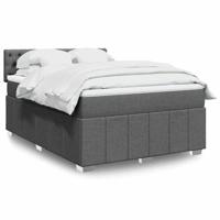 Boxspring met matras stof donkergrijs 140x200 cm - thumbnail