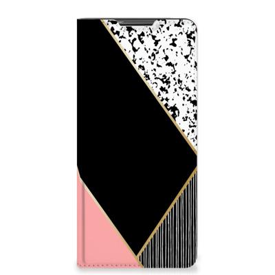 Samsung Galaxy S20 FE Stand Case Zwart Roze Vormen Samsung Galaxy S20 FE Stand Case Zwart Roze Vormen