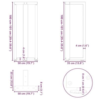 Bartafelpoten 2 st T-vormig 50x35x(100-101) cm staal antraciet
