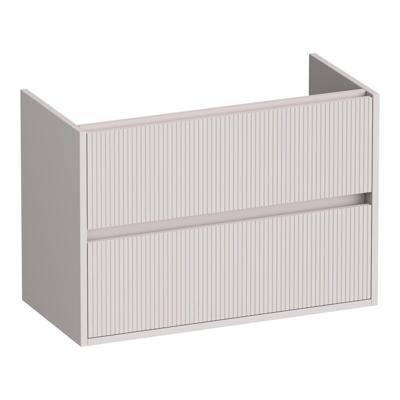 Brauer Adore Wavy - Onderkast Ondiep - 80 cm - met 2 Softclose Lades Greeploos en 1 Sifon Uitsparing - Mat Zand