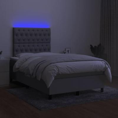 Boxspring met matras en LED stof lichtgrijs 120x190 cm