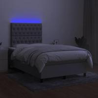 Boxspring met matras en LED stof lichtgrijs 120x190 cm - thumbnail