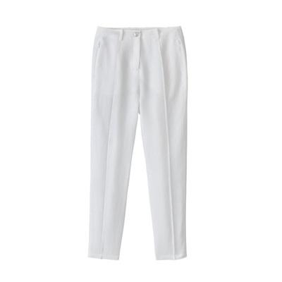 Linnen 7/8-broek met frontbies, Wit 44