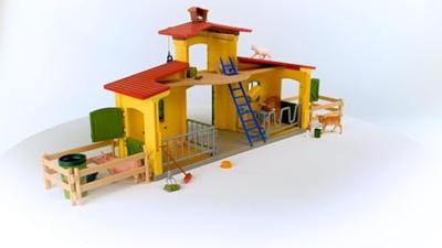 Schleich Farm World - Grote stal, geel speelfiguur - thumbnail
