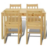 VidaXL Eettafel met 4 stoelen hout naturel - thumbnail