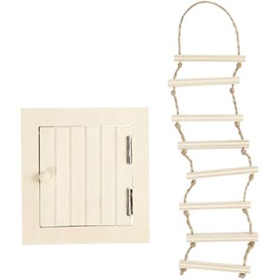 Creativ Company Mini houten zolderluik en touwladder