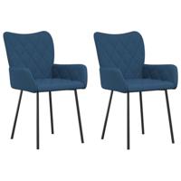 Eetkamerstoelen 2 st stof blauw - thumbnail
