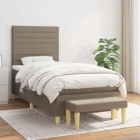 Boxspring met matras stof taupe 90x190 cm - thumbnail