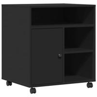 VidaXL Printerkastje met wielen 60x50x67 cm zwart - thumbnail