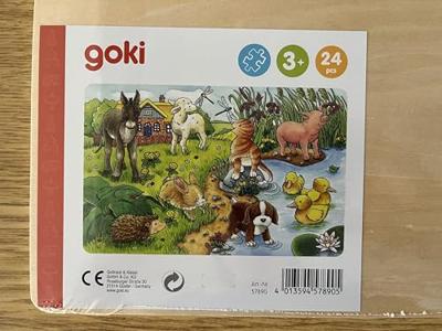 Goki houten legpuzzel babydieren, 24st.